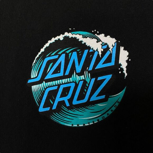 Santa Cruz Mens Black T-Shirt Skateboard Surf Wave Graphic Tee Short Sleeve - Picture 8 of 10